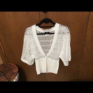 White cardigan sweater